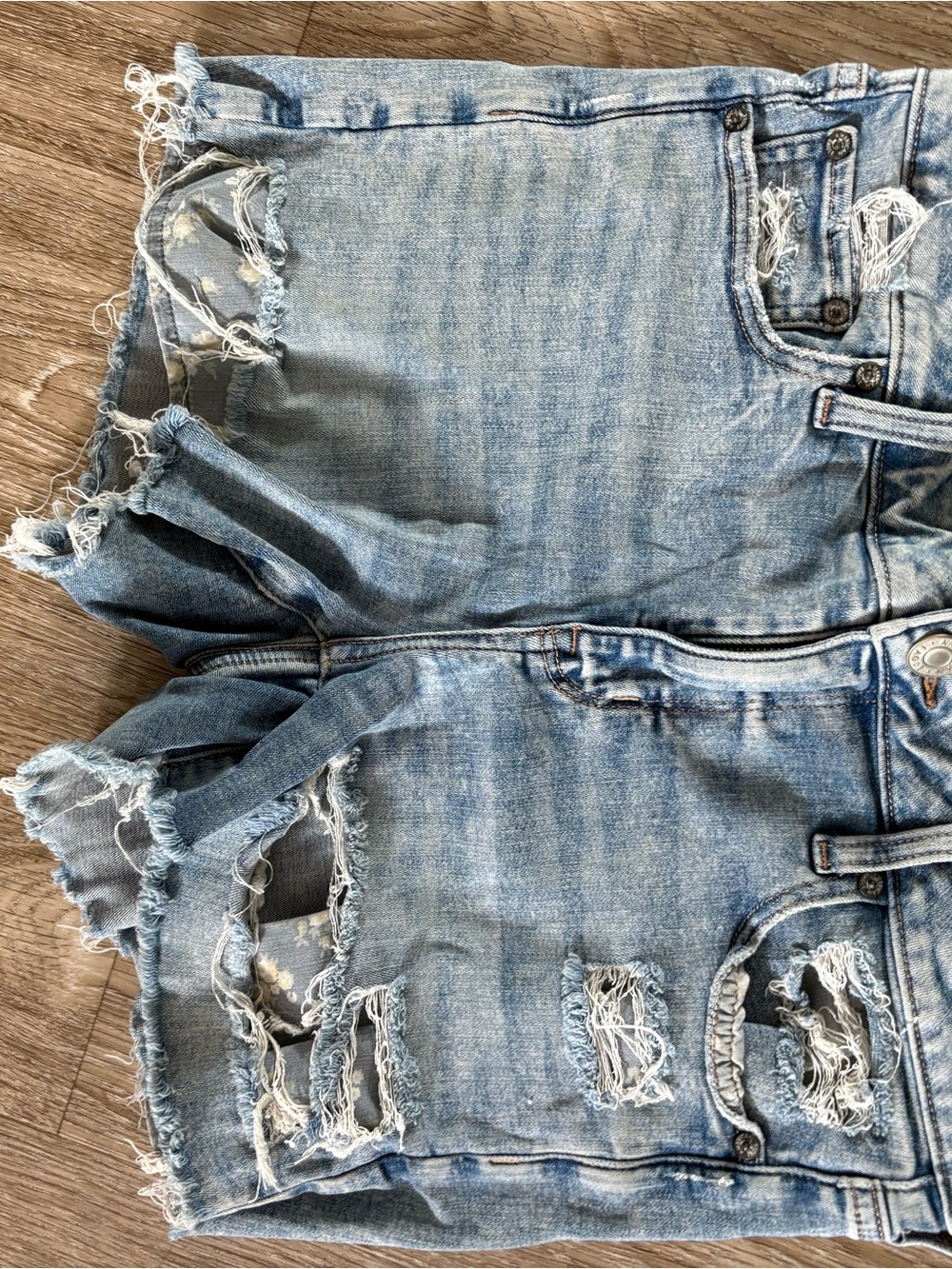 American Eagle Outfitters Light Blue Distressed Denim Shorts